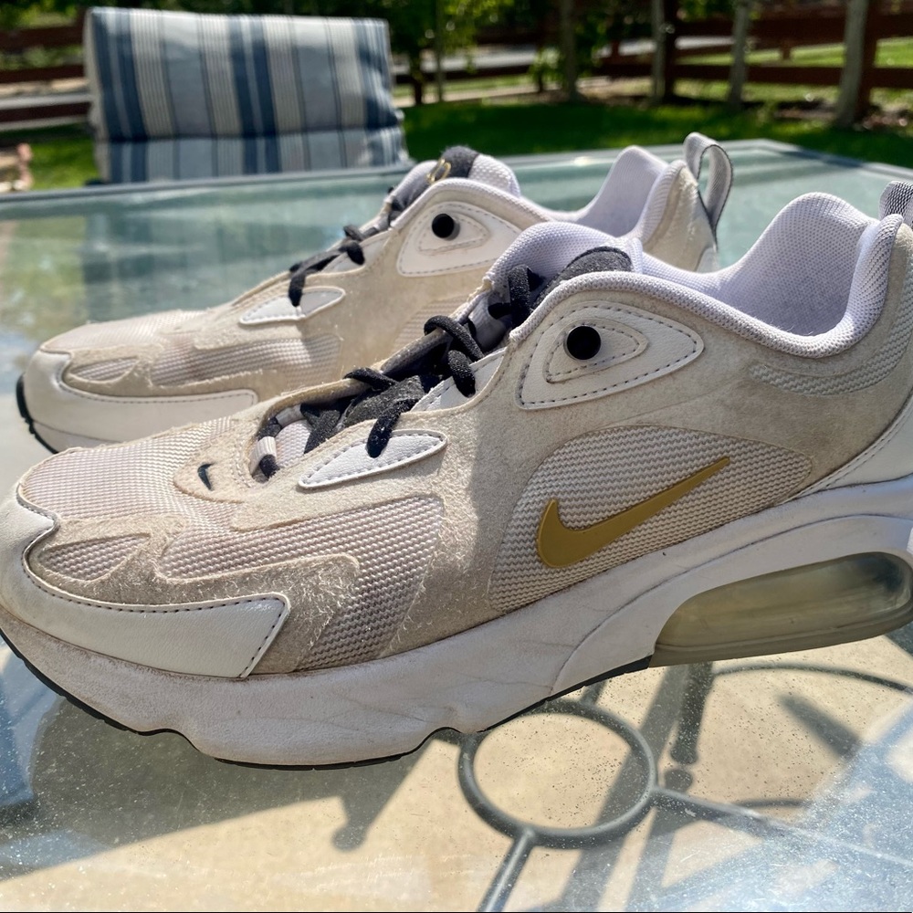 Nike Air Max 200 White Metallic Gold Size